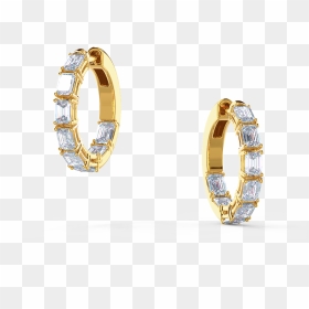 Emerald Cut Diamond Hoop Earrings - Body Jewelry, HD Png Download - hoop earrings png