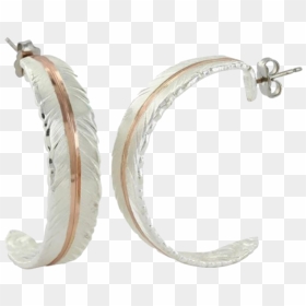 Feather Rose Gold Vein Hoop Earrings - Earring, HD Png Download - hoop earrings png
