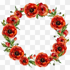 Round Poppy Flower Frame Png Image - Flower Circle Border Png Red, Transparent Png - flower round frame png