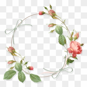 Watercolour Floral Wreath Drawing, HD Png Download - flower round frame png