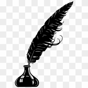 Vintage Feather Inkwell Silhouette - Feather Pen Transparent Background, HD Png Download - old pen png