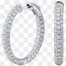 Pavé Set Diamond Hoop Earrings - Earrings, HD Png Download - hoop earrings png