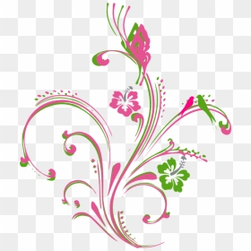 Transparent Butterfly Png Clipart - Pink And Green Butterfly, Png Download - flower and butterfly border design png