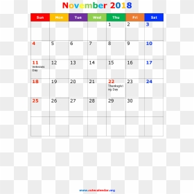 Cute November 2018 Calendar Holidays Portrait November, HD Png Download - 2018 calendar png hd