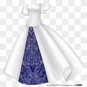 A Silvery White Gown With A Delicate, Small Scroll - Princess Dress Princess Drawing, HD Png Download - paper scroll design png