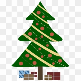 Christmas Tree Cartoon With Presents, HD Png Download - christmas tree transparent background png