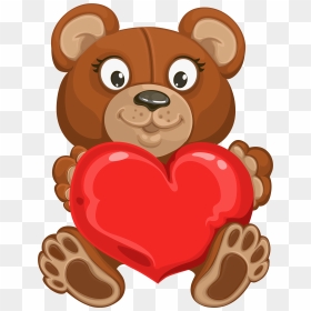 Valentine"s Teddy With Heart Transparent Png Clip Art - Heart Bear Valentines Clipart, Png Download - valentines teddy bear png