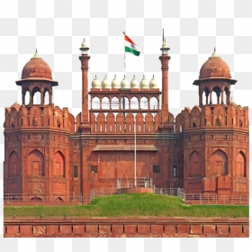 Red Fort With Flag In 2020 - Red Fort, HD Png Download - taj mahal vector png