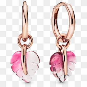 Pandora - Title - Tag - Pandora Pink Murano Glass Leaf Earrings, HD Png Download - hoop earrings png