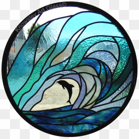 Stained Glass Sea Water Dolphin - Water Stained Glass Patterns, HD Png Download - water in glass png
