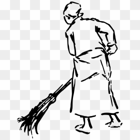 Cleaning Finger Clip Art - Drawing Of A Woman Sweeping, HD Png Download - lady finger png