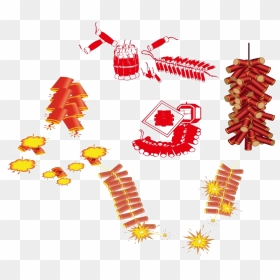 Chinese New Year Decoration - Vector Chinese Fire Crackers, HD Png Download - decoration png images