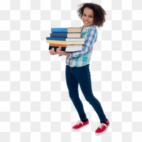 Young Girl Student Png Image - Kid With School Books, Transparent Png - student girl png