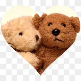 Tan And Brown Bears Hugging In Heart Cutout - 2 Teddy Bears Cuddling, HD Png Download - valentines teddy bear png