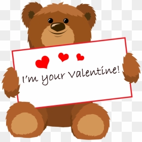 Cartoon Valentines Teddy Bear, HD Png Download - valentines teddy bear png