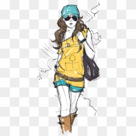 Fashion Girl Sketch Clipart , Png Download - Sketch Fashion Girl Drawing, Transparent Png - fashion girl clipart png