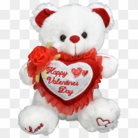 Valentines Day White Teddy Bear Plush - Teddy Bear, HD Png Download - valentines teddy bear png