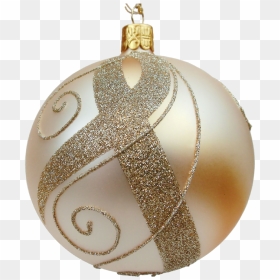Glass Bauble Gold With Golden Decor, 10 Cm - Png Boule Noel Dorée, Transparent Png - gold christmas balls png