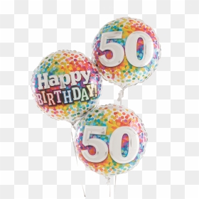 50 Rainbow Confetti Birthday Balloons - 50th Birthday Balloons Transparent, HD Png Download - birthday balloons images png