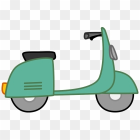 Moped, Scooter, Bike, White, Green, Kids, Scrapbook - Moped Clip Art, HD Png Download - scooter clipart png