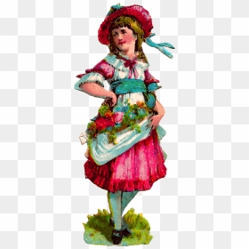 Fashion Girl Victorian Dress Bonnet Flowers Digital - Fashion, HD Png Download - fashion girl clipart png