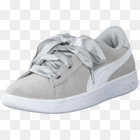 Puma Smash V2 Ribbon Jr Gray Violet Puma White - Sneakers, HD Png Download - puma white logo png