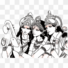 Parvati Lakshmi Saraswati Drawing, HD Png Download - vijayadashami png