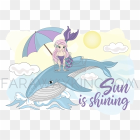 Whale Mermaid Tropical Sea Vacation Vector Illustration - Vector Graphics, HD Png Download - sea vector png