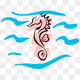 Vector Illustration Of Pink Hippocampus Genus Seahorse - Sea Horse Clip Art, HD Png Download - sea vector png