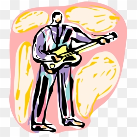 Vector Illustration Of Rock Musician Plays Electric - Cartoon, HD Png Download - singer vector png