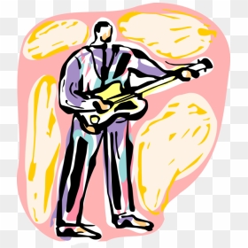 Vector Illustration Of Rock Musician Plays Electric - Cartoon, HD Png Download - singer vector png