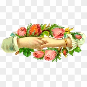 Pink Rose Clipart Vintage Hand , Png Download - Transparent Victorian Floral, Png Download - vintage pointing hand png