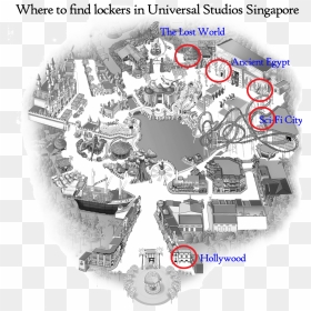 Lockers In Universal Studios Singapore - Plan, HD Png Download - universal studios png