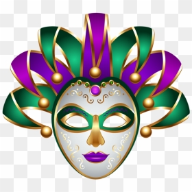 Green Purple Mask Transparent - Masks Mardi Gras Clip Art, HD Png Download - festival png