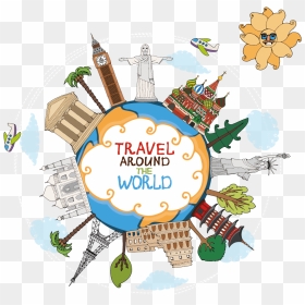 Travel Landmark Clip Art - Travel Around The World Clipart, HD Png Download - world vector png