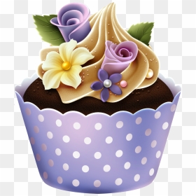 Transparent Cupcake Clipart Free - Flower Cupcake Clipart, HD Png Download - tubes png