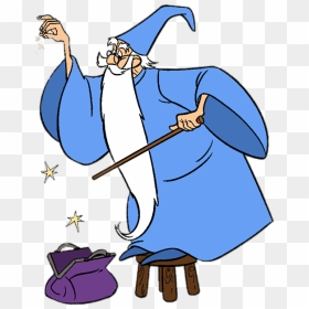 Merlin Adding Some Magic To His Bag Transparent Png - Magician Merlin Wand Cartoon, Png Download - merlin png