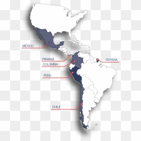 Our Projects Are Located Throughout The Latin America, HD Png Download - america map png