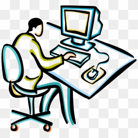 Vector Illustration Of Businessman Working At Office, HD Png Download - computer vector png