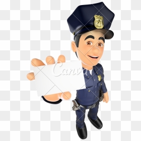 3d Policeman With A Blank Card - Policia 3d, HD Png Download - blank card png