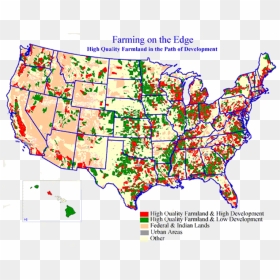 Farming On The Edge Map - American Farmland Trust Map, HD Png Download - america map png