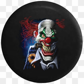 Joker Clown With Cigar And Evil Grin Jeep Camper Spare - Scary Clown Png, Transparent Png - evil grin png