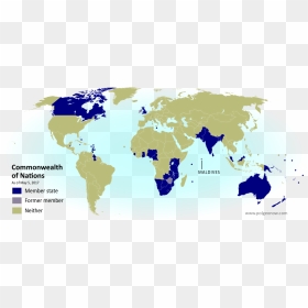 Map Of Current And Former Member Countries Of The Commonwealth - Queen Elizabeth 6.6 Billion Acres, HD Png Download - blank world map png
