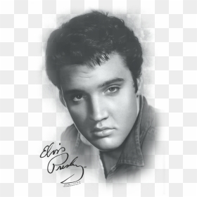 Elvis Presley Grey Portrait Men"s Long Sleeve T-shirt - Elvis Presley Black And White Portrait, HD Png Download - elvis presley png