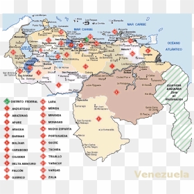 Mapa De Los Estados Venezolanos - Mapa Politico De Venezuela, HD Png Download - mapa de venezuela png