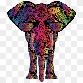 Rainbow Floral Pattern Elephant - Colorful Elephant Svg, HD Png Download - tribal pattern png