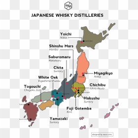 Key Japanese Whisky Companies - Japan Whisky Distillery Map, HD Png Download - japan map png