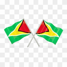 Two Wavy Flags - Guyana Flag On Pole, HD Png Download - guyana flag png