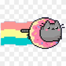 💖not My Art💖 Pusheen Nyan Cat X3 - Pixel Art Donut Kawaii, HD Png Download - nyan cat gif png