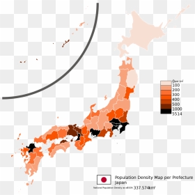 Population Density By Prefecture In Japan - Japan Settlement Patterns, HD Png Download - japan map png